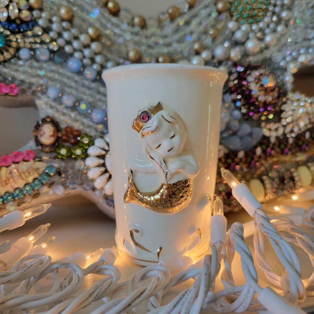 Vintage Napcoware Princess Mermaid Tumbler C-6647 ~ MCM ~ Adorable
